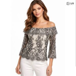 White House Black Market *size M*  Lace Off-Shoulder Top